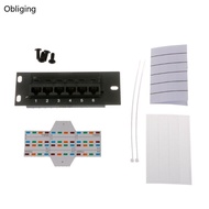 BLING 6-Port CAT5e Shielded Patch Panel RJ45 10G Ready Metal Housing Color-Coded Labeling for T568A 