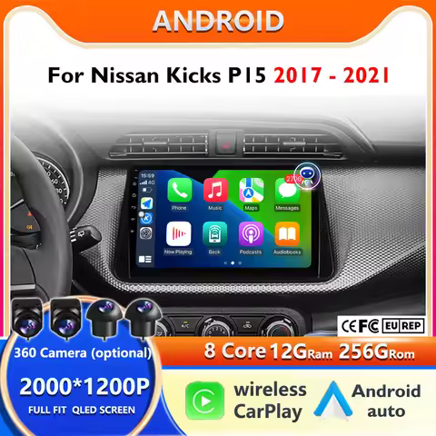 2K QLED HD 9inch screen Android 16 Car Radio Stereo Multimedia Player GPS Navigation For Nissan Kick