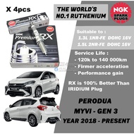 NGK Premium RX Spark Plug - Perodua Myvi Gen3 1.3L 1NRVE 1.5L 2NRVE Dual VVTi DOHC 16V ( Year 2018-P
