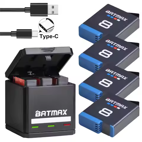 Batmax for Gopro Hero 8 Li-ion Battery Black Hero 8 Black GoPro Hero 7 Cam Akku + USB Triple Charger