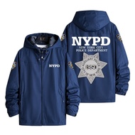 NYPD New York City Police Department surrounding the same style jacket military fan trend brand trai
