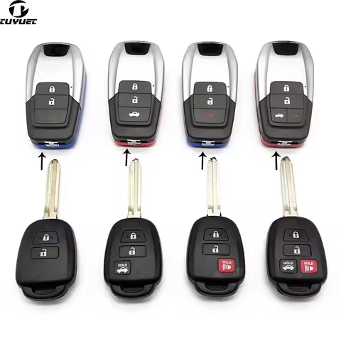 Modified Folding Flip Remote Car Key Shell For Toyota Camry Corolla Yaris Wish Prado Tundra Hiace FO