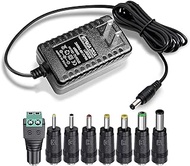 12V 2A AC Adapter Charger Replacement with 8 Tips, 12 Volts 2000mA DC in 12V Power Supply Cord for S