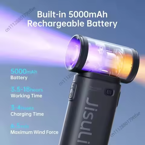Original JISULIFE Life9 Handheld Turbo Fan 5 Speeds 5000mAh USB Rechargeable Pocket Fan Super Strong