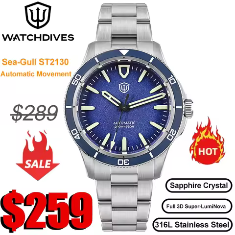 Watchdives Premier WD0019 Men Watch Sea-Gull ST2130 Automatic Movement Sapphire Ceramic Bezel LumiNo