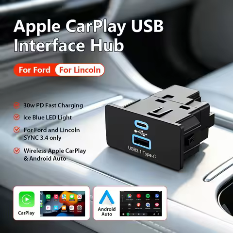 For Ford&Lincoln CarPlay USB/Type-C Hub Module Upgrade for Sync 3.4 Models HC3Z-19A387-F Supporting 