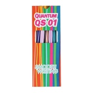 12 Quantum QS-01 Black Ballpoint Pens with Quality Black Ink