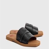 Chloe黑色皮革拖鞋