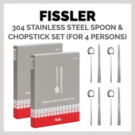 [Authentic Fissler] Premium 304 Stainless Steel Spoon & Chopstick Set for 4 Persons (2 × 2 Sets) – M