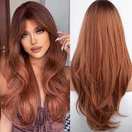 Orange Wigs for Women Long Auburn Red Wig with Bangs Layered Wigs for Women Red Wigs Auburn Hair Wig