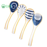 Ceramics Soup Spoons Set of Japanese Soup Spoon Long Handle Soup Spoons for Pho Ramen Noodles Wonton