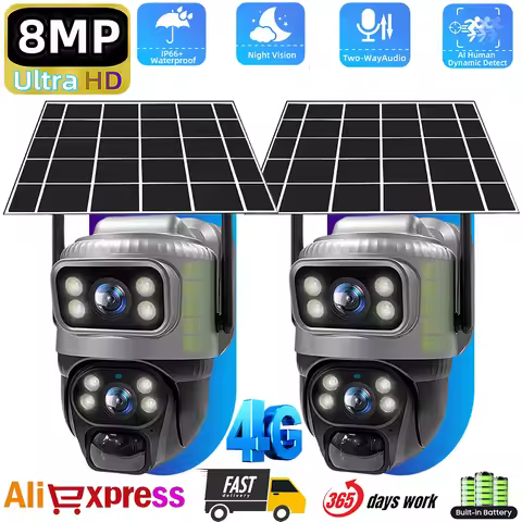 V380PRO Solar Camera 4G Sim 4k 8MP 10X Zoom Dual Lens Recording Humanoid Tracking Outdoor WIFI Camer