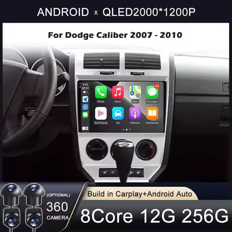 10 INCH Android 15 For Dodge Caliber 2007 - 2010 Auto Radio GPS Navigation 5G wifi BT Car Multimedia