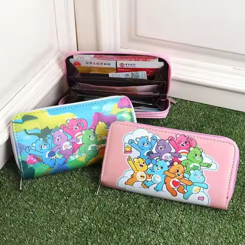Cute Care Bears Printed Long Wallet, Multi Slots Jewelry & Cash Storage Daily Accessory Purse