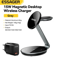 Essager แท่นชาร์จไร้สาย15W ชาร์จเร็วอุปกรณ์ชาร์จไร้สายอเนกประสงค์ตั้งโต๊ะ + S6 USBA18W เดียวเดินทาง