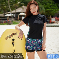 Đồ bơi bigsize nữ, áo tắm cộc tay cùng quần boxer cho người béo mập, mẫu thể thao khỏe khoắn, chất đ