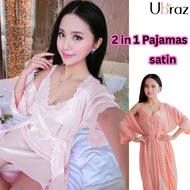Pajamas Baju Tidur Wanita Summer Women's Sleepwear Ice Silk Two-piece Set Lace Erotic Chemise Nightd