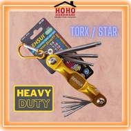 TORX  FOLDING ALLEN KEY SET torx STAR keychain