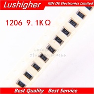 100pcs 1206 SMD Resistor 5% 9.1 kg 912 9.1 kg 9100 ohm