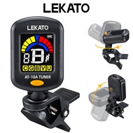 LEKATO AT-10A Rechargeable Clip-On Tuner 360° Color LCD ±0.5 Cent Precision For Guitar/Bass/Violin