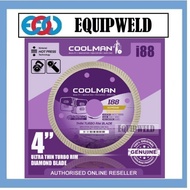COOLMAN I88 4" THIN TURBO RIM DIAMOND DISC BLADE WHEEL (SINTERING PROCESS) CERAMIC TILES HOMOGENEOUS