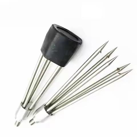 Fishing Gig Head 8mm Thread Gaff Fork 5 Prong Fish Spear with Barbs Fishing Spear Fishing Harpoon He