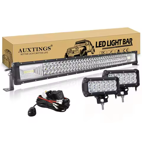 7D 22- 52in 270W-675W Off Road LED Light Bar with 3D 2x36W Work Light Wire Kit 12V 24V Led Bar for C