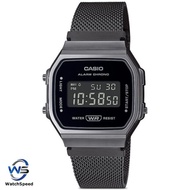 Casio A168 A168WEMB-1BDF A168WEMB-1B A-168WEMB-1B Adjustable Black IP Stainless Steel Strap Women Me