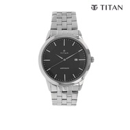 Titan Quartz Analog with Date Anthracite Dial Stainless Steel Strap Watch for Men