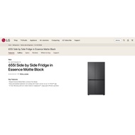 LG NEW GC-B257KQJW 655l Side by Side Fridge in Essence Matte Black
