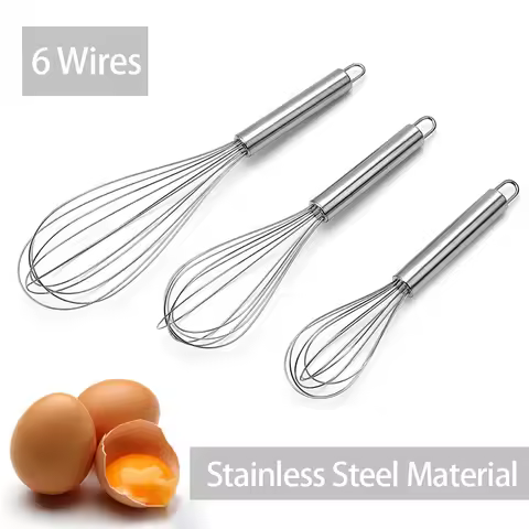 Stainless Steel Mini Whisk Kitchen Cuisine Manual Egg Beater Kitchen Kitchen Whips and Mixer 6 Wire