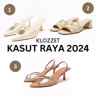 ZARA Kasut Raya 2024 New Women's Shoes Crossover Cream Apricot Strap White Rhinestone Women's Shoes Mueller Sandals