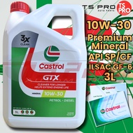 Castrol GTX 10W-30 API SP/CF ILSAC GF-6 Engine Oil (3L) - Premium Mineral