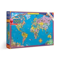 eeBoo 100片拼圖 -  世界地圖 World Map 100 Piece Puzzle