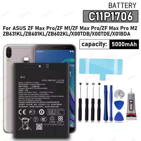 100% New High Quality C11P1706 Battery For ASUS ZF MAX PRO/ZF M1/ZF MAX PRO/ ZB631KL/ZB601KL Phone R