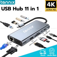 TANNIX 11 in 1 USB C HUB สําหรับเครื่องอ่านการ์ด MacBook Pro Type C HDMI PD 3.0 USB RJ45 VGA AUX TF 