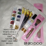 Large henna package 15g super economical w2/m2/gm12/brush1 /gl2 white gold