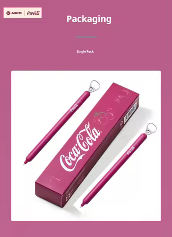 KACO Coca-Cola Limited Edition Cherry Pull-Tab Gel Pen,0.5mm Black Press Type Pen For School Office 