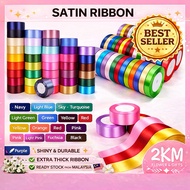 SATIN RIBBON Reben Riben Gift Satin Organza Flower Bouquet Roll Happy Birthday Bunga Hadiah Hantaran