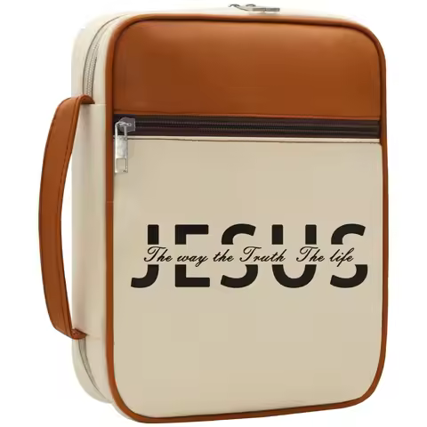 Christian Bible Cover with Handle, Jesus the Way the Truth the Life Print Zipper Bible Case, Scriptu