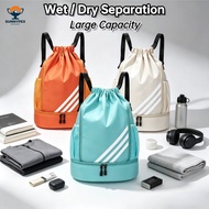 Drawstring Bag Large Capacity 23L Beg Sukan Tahan Air Waterproof Backpack With Shoe Compartment Gym 