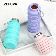 ZEFUVA Foldable Water Bottle, 17oz Leakproof Collapsible Water Bottle, Portable Eco-Friendly Silicon