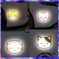 HL Cartoon Cat Car Reflective Sticker Cute Cat Head Sticker Decoration Car Safety Reflective Sticker Motorcycle Night Strong Reflective Cartoon Decorative Sticker Waterproof