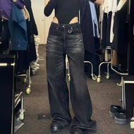 Y2k Retro Large Size Black Washed Jeans Loose Jeans Women