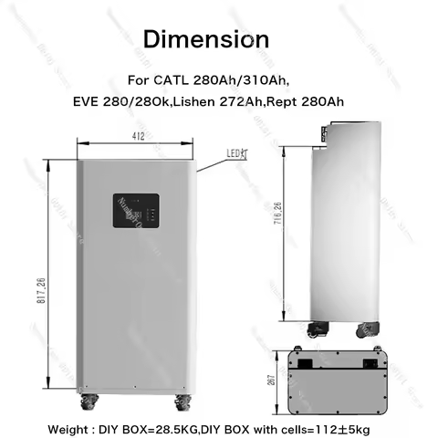 V3 DIY Battery Kits 15KWh Solar Battery 51.2V 280AH Lifepo4 Battery Case with Smart BMS For Solar St