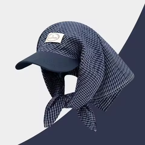 Simple Plaid Y2K Headscarf Baseball Hat Y2K Streetwear Scarf Peaked Cap Korean Style Cotton Triangle