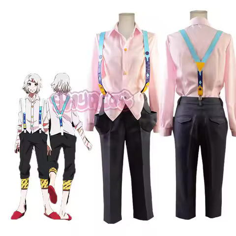 Anime Juzo Suzuya Rei Cosplay Costume Full Set White / Pink Shirt Pants Straps Kneecap Anime Comic S