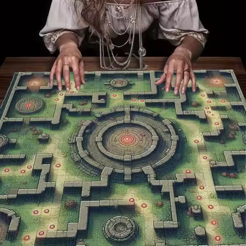 1pc Dungeon Maze Tablecloth – 2D Fantasy Map Design for RPG Games, Dice Rolling & Home Decor