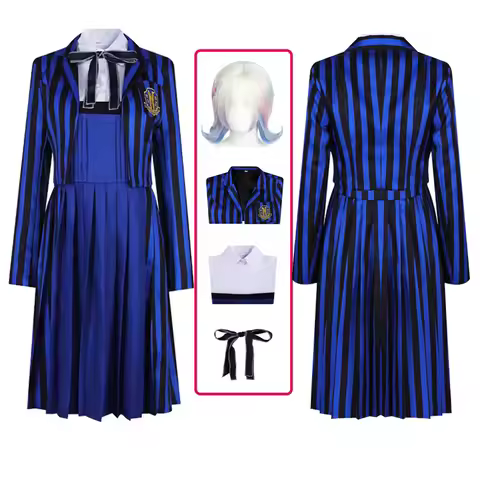 New Newly Sinclair Enidd Cosplay School Uniform Wig Wednes Season 2 Enid Stripe Coat Dress Uniform S