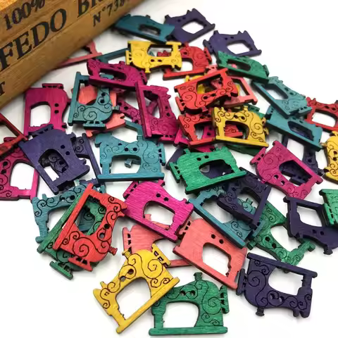 50/100pcs Mix Sewing Machine Wood Button Kid's Sewing Crafts Accessories WB288